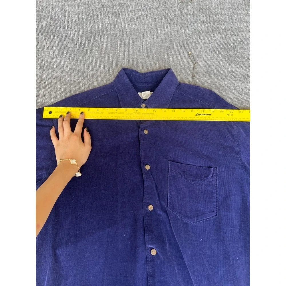 Vintage Banana Republic Corduroy Shirt Mens M Purple Long Sleeve Button Down